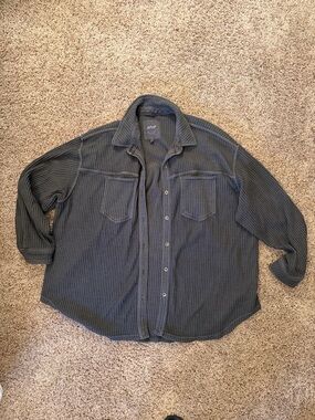 Aerie Charcoal Waffle Shacket - L